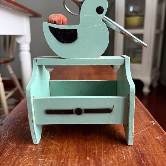 Vintage Wooden Sewing Caddy with Duck Design - Picture 5 of 13